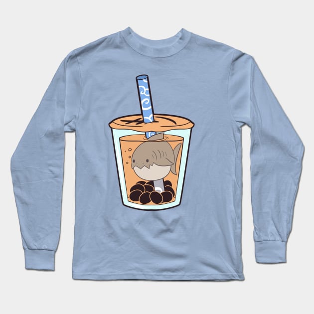 Thai Tea Boba Shark Long Sleeve T-Shirt by kinokashi